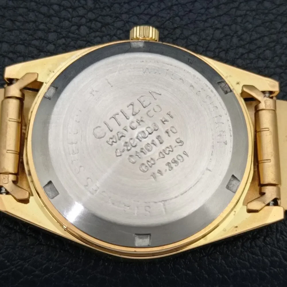 Vintage 1980 Citizen Automatic Mens Gold Watch W/daydate & Blue accents